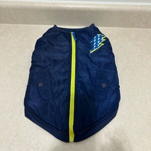 Navy Blue Dog Jacket with Yellow Trim